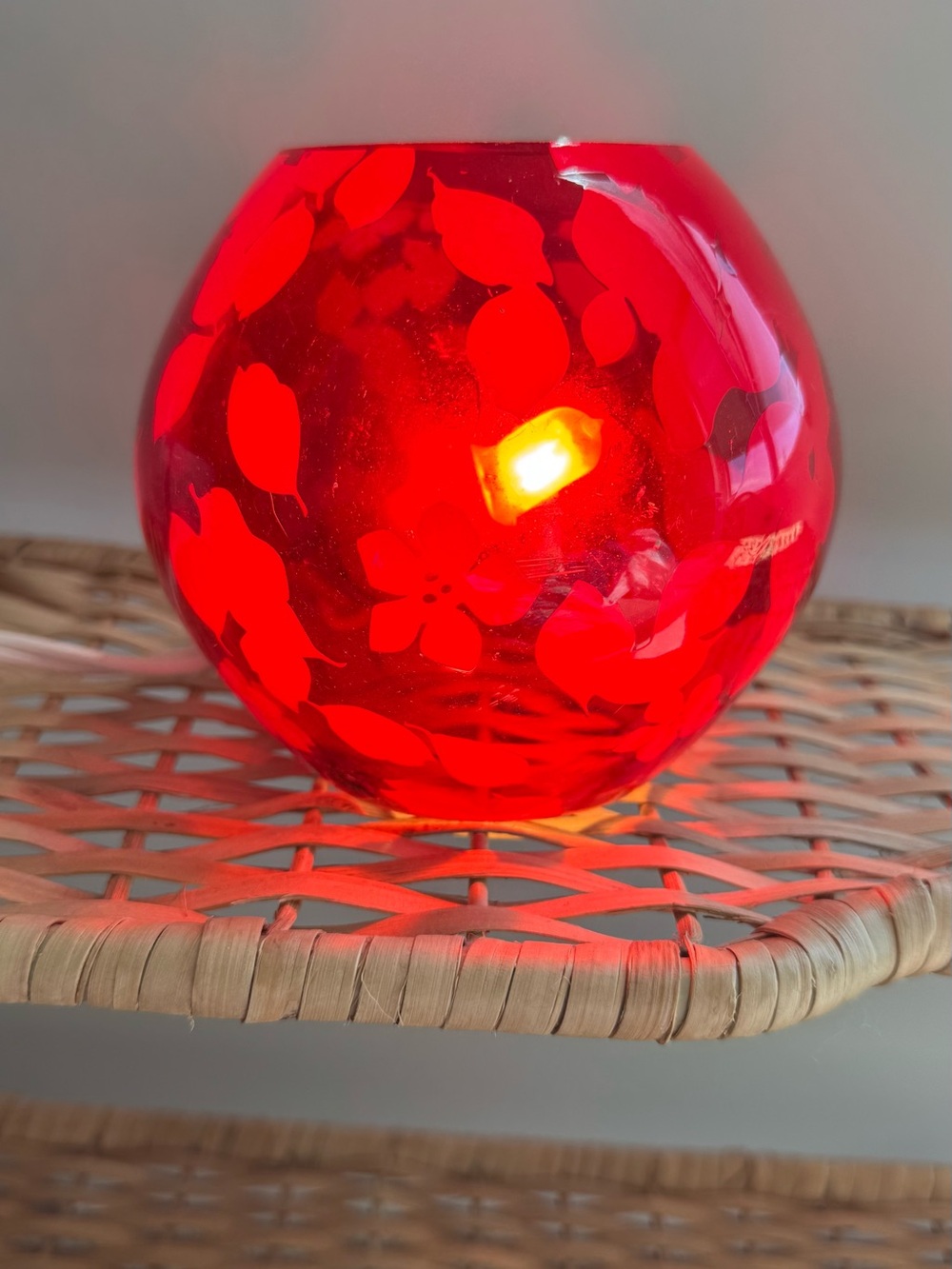 IKEA KNUBBIG Table lamp pair red cherry-blossoms